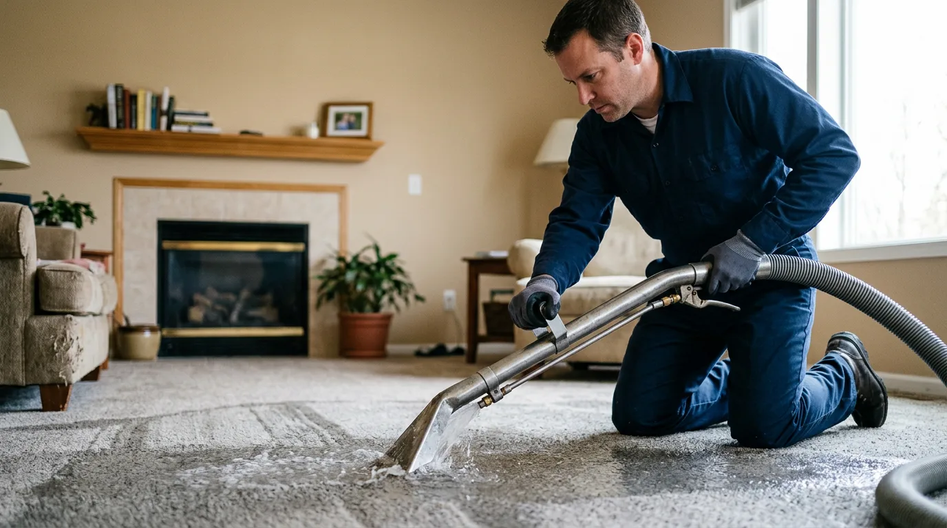 Water damage restoration technician working near Brookline, MO